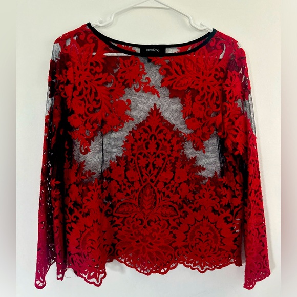 Sheer Lace - Red & Black Top - Picture 1 of 3